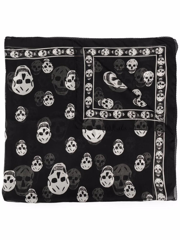 ALEXANDER McQUEEN Skull Printed Chiffon Square Scart