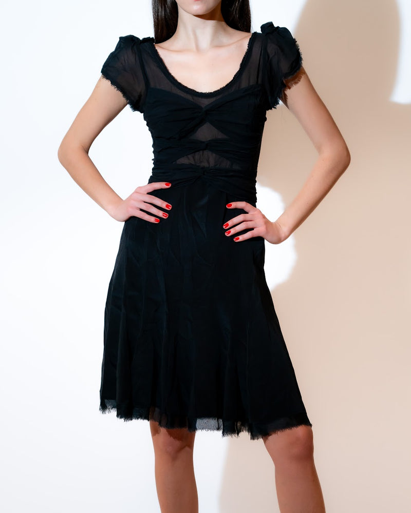 Black Knee-Length Silk Dress