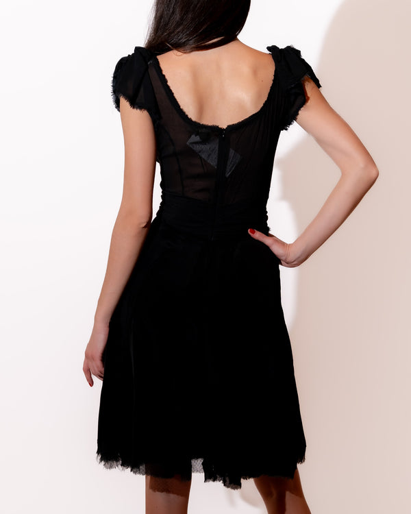 Black Knee-Length Silk Dress