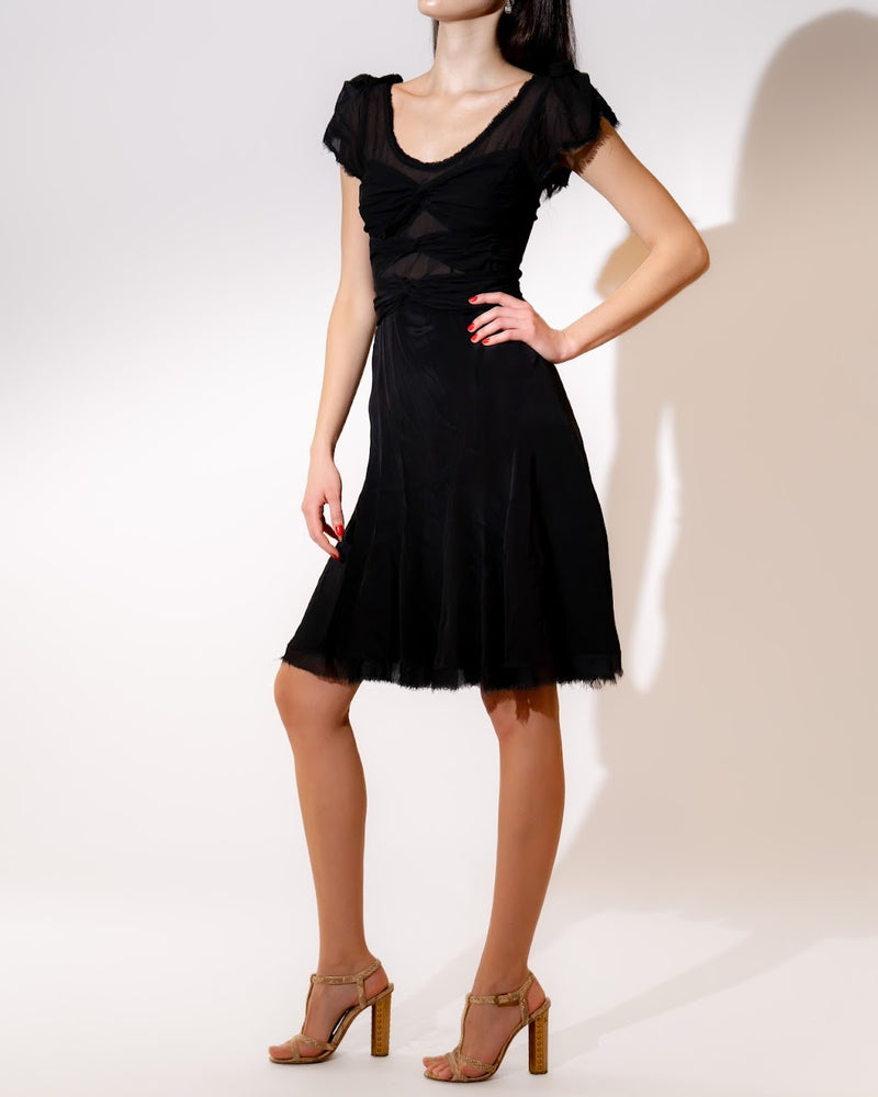 Black Knee-Length Silk Dress