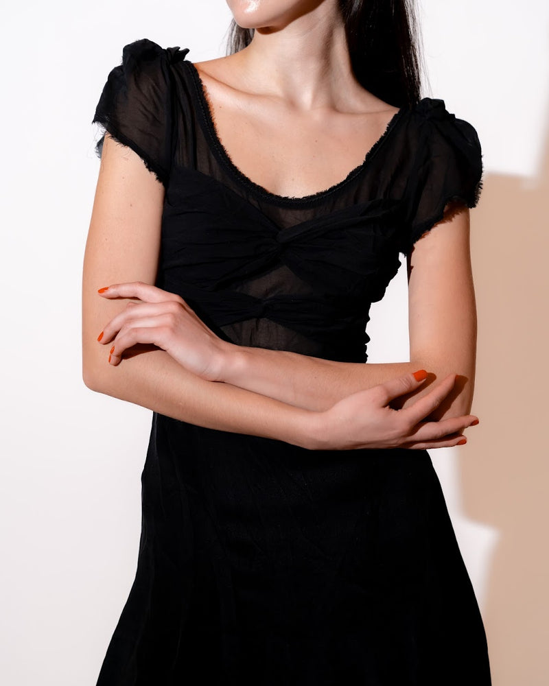 Black Knee-Length Silk Dress