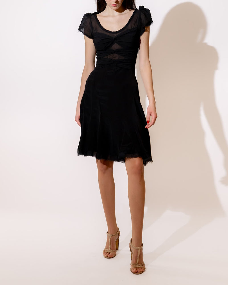 Black Knee-Length Silk Dress