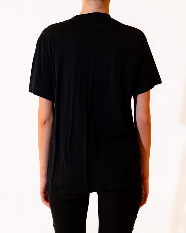 T-Shirt in Black Embroidered Cotton