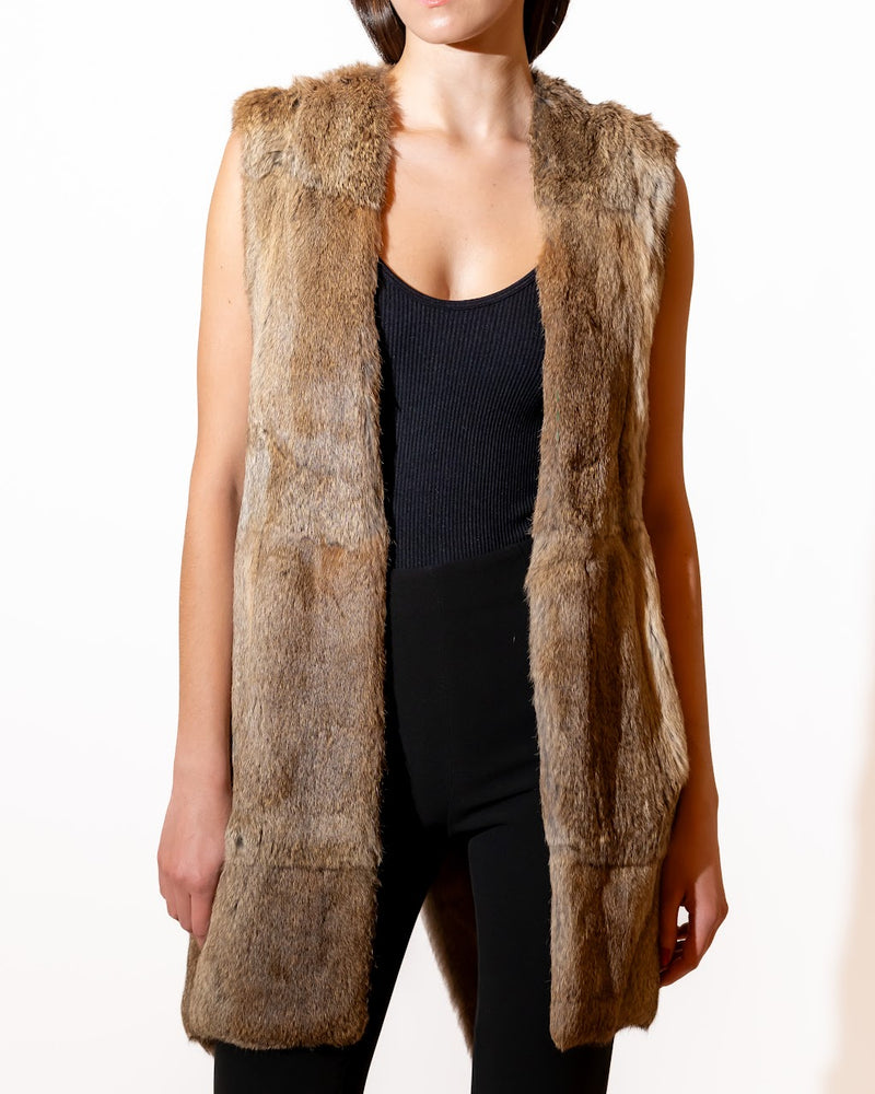 Fur Sleeveless Cardigan