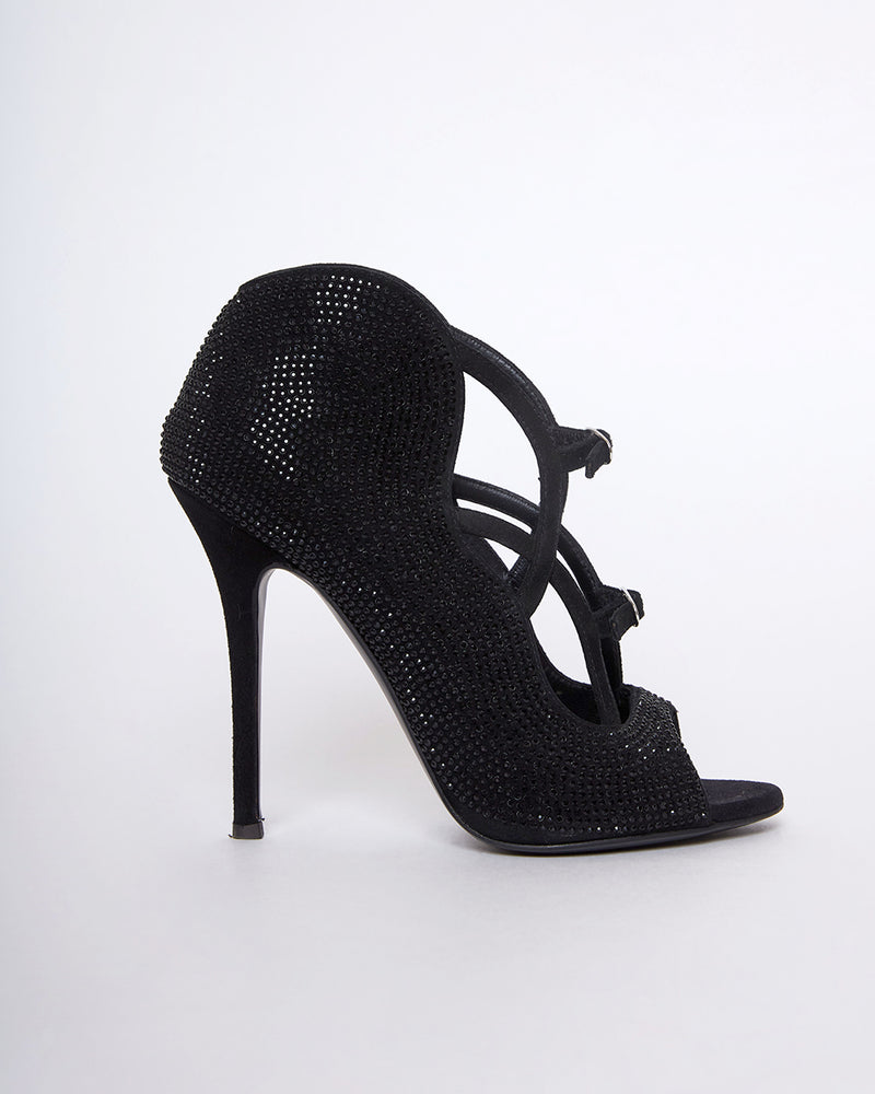 GIUSEPPE ZANOTTI Suede Heels Detailed with Crystals