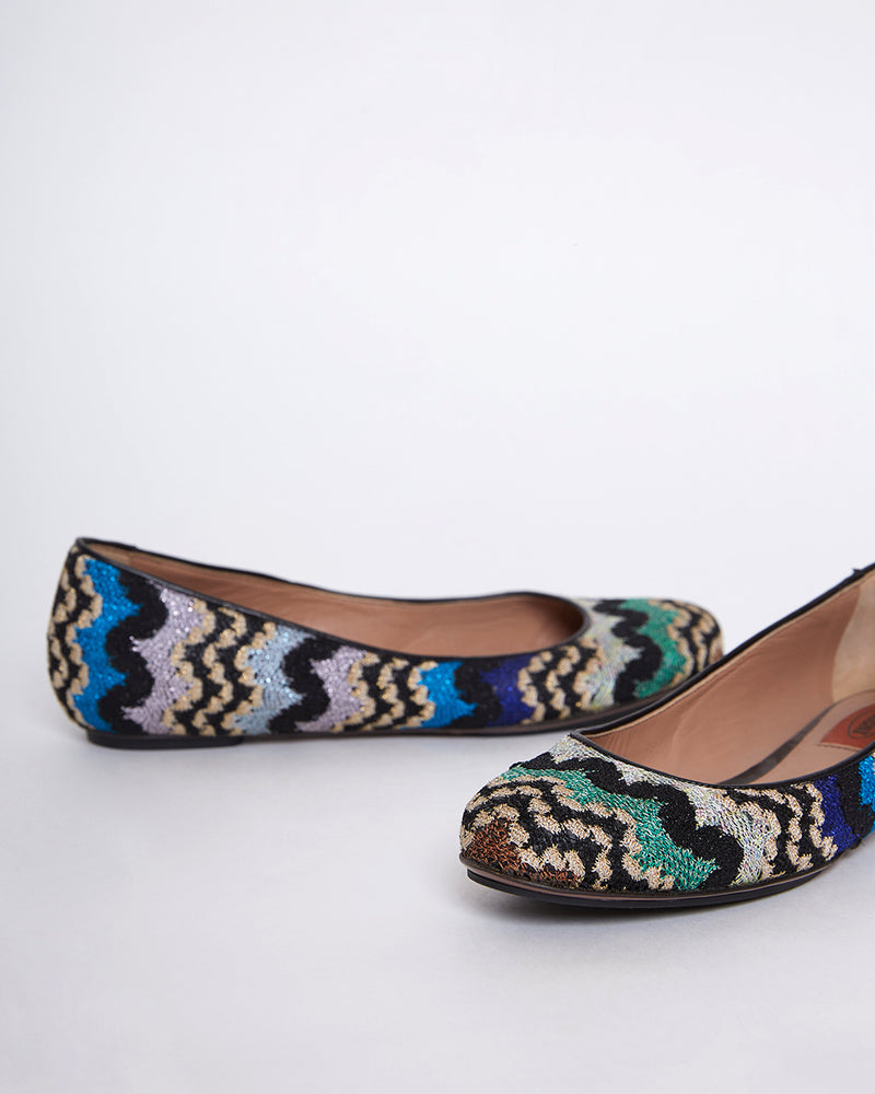 Multicolor Knit Ballet Flats