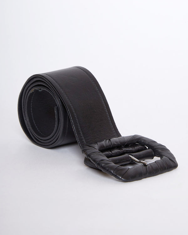 Black Leather Buckle Belt