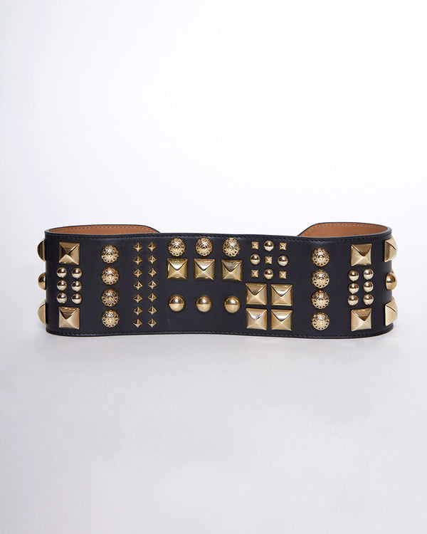 Gold Studded Statement Leather Belt