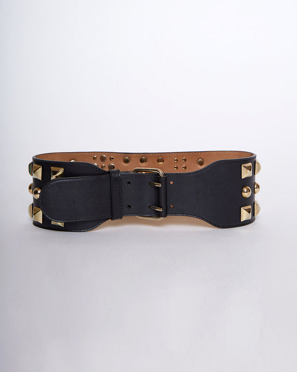 Gold Studded Statement Leather Belt