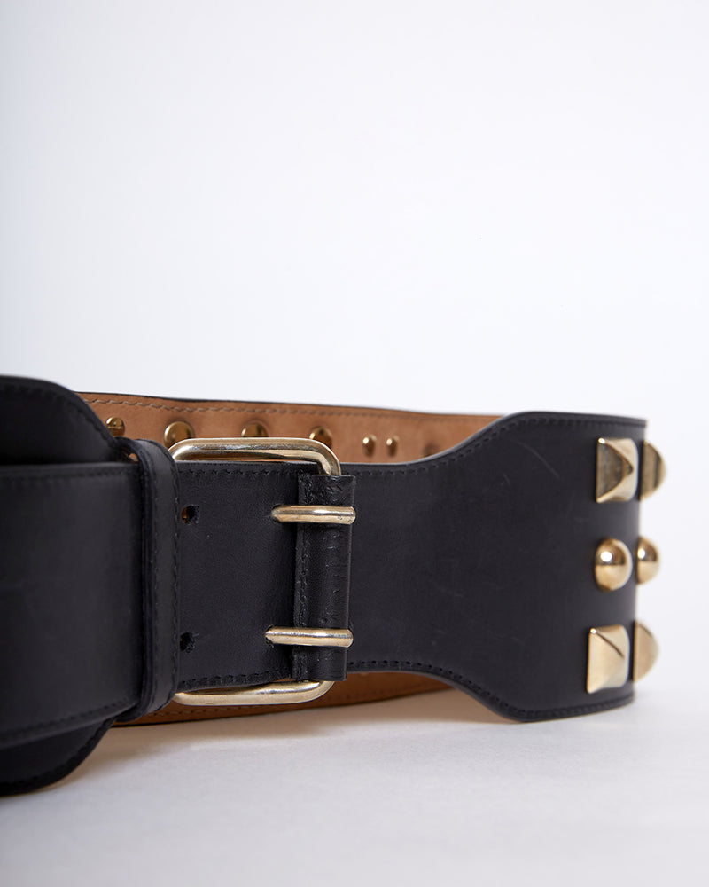 Gold Studded Statement Leather Belt