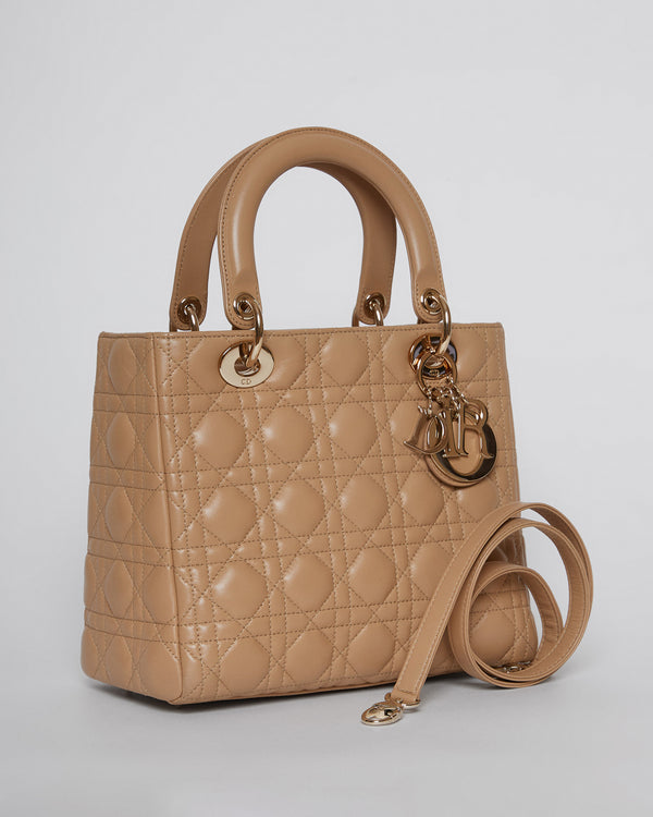 Lady Dior Medium Hazelnut Cannage Lambskin Bag