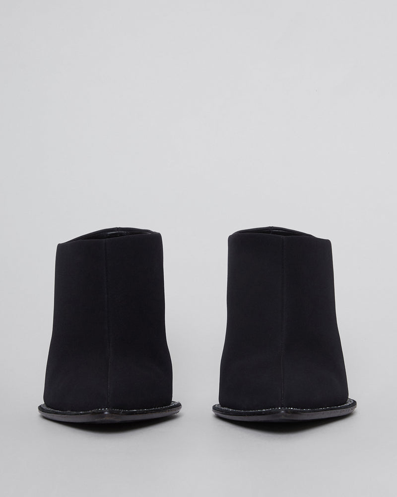 Black Nylon Eri Diamante Mules