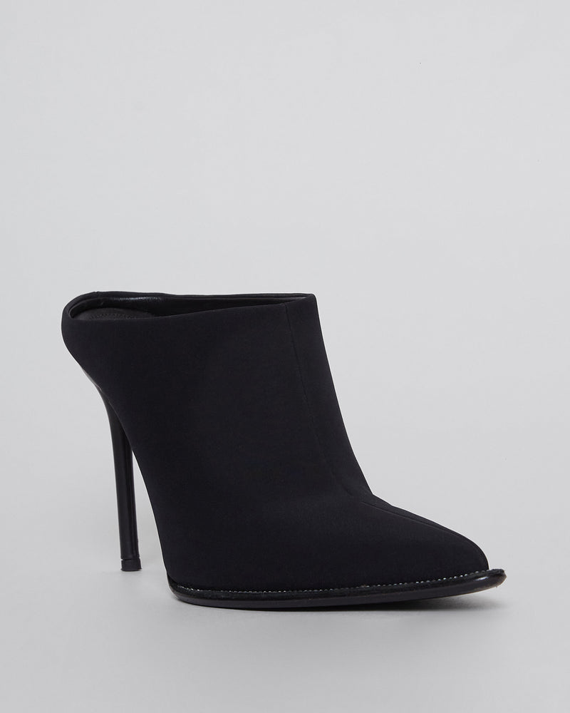 Black Nylon Eri Diamante Mules