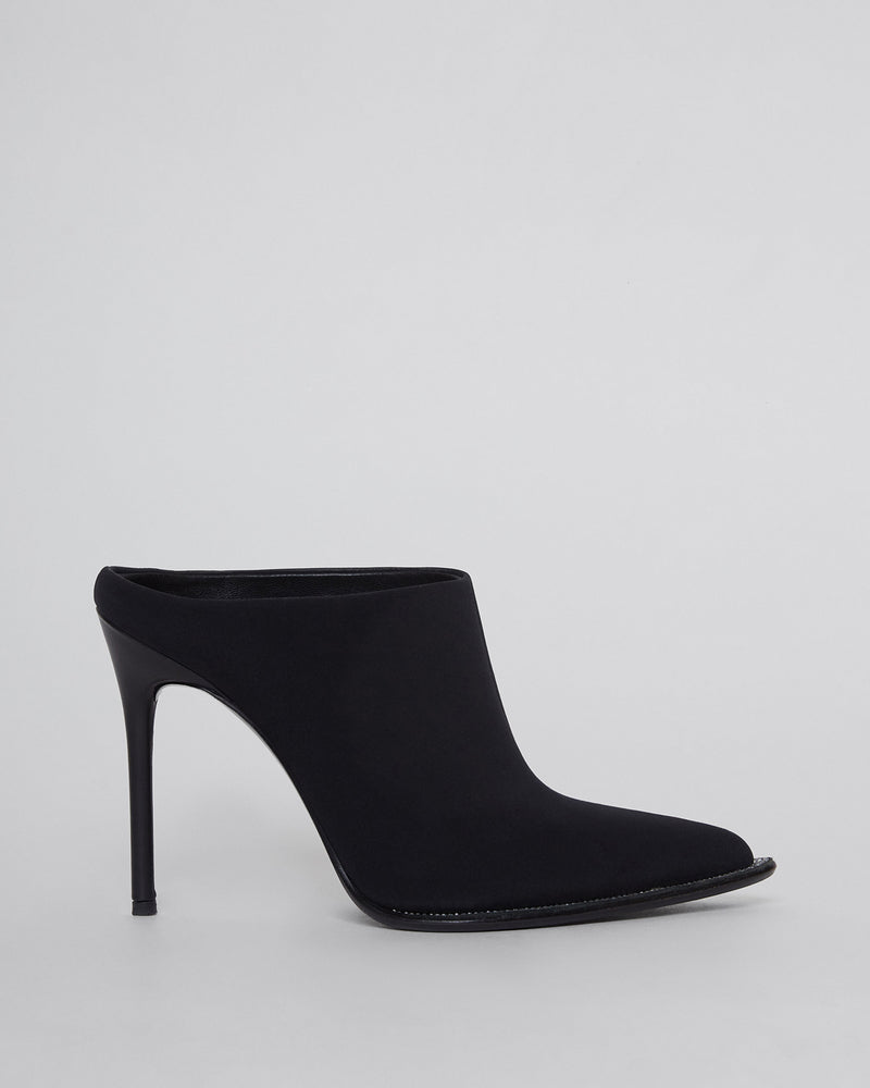 Black Nylon Eri Diamante Mules