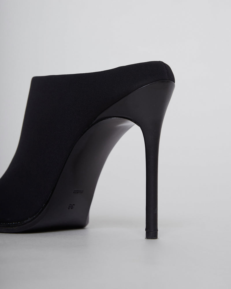Black Nylon Eri Diamante Mules