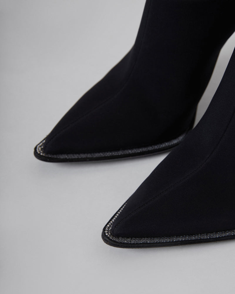 Black Nylon Eri Diamante Mules