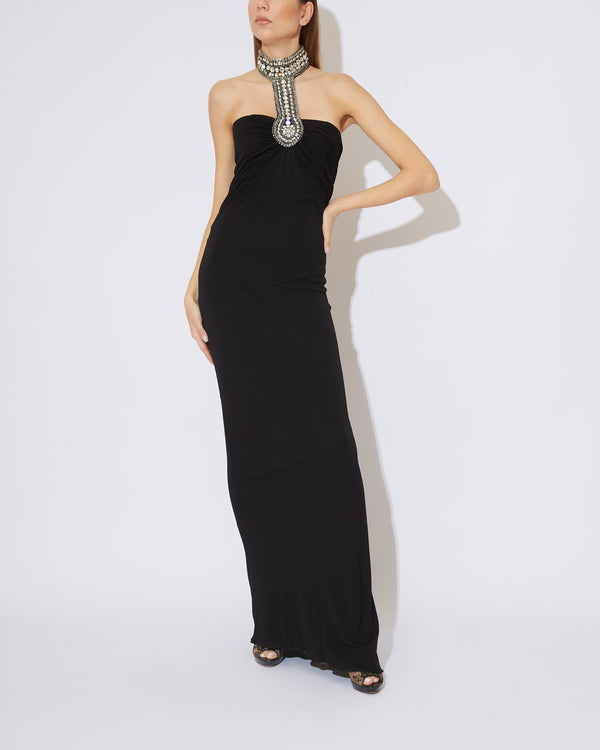 AZZARO Vintage Crystal Evening Gown in black