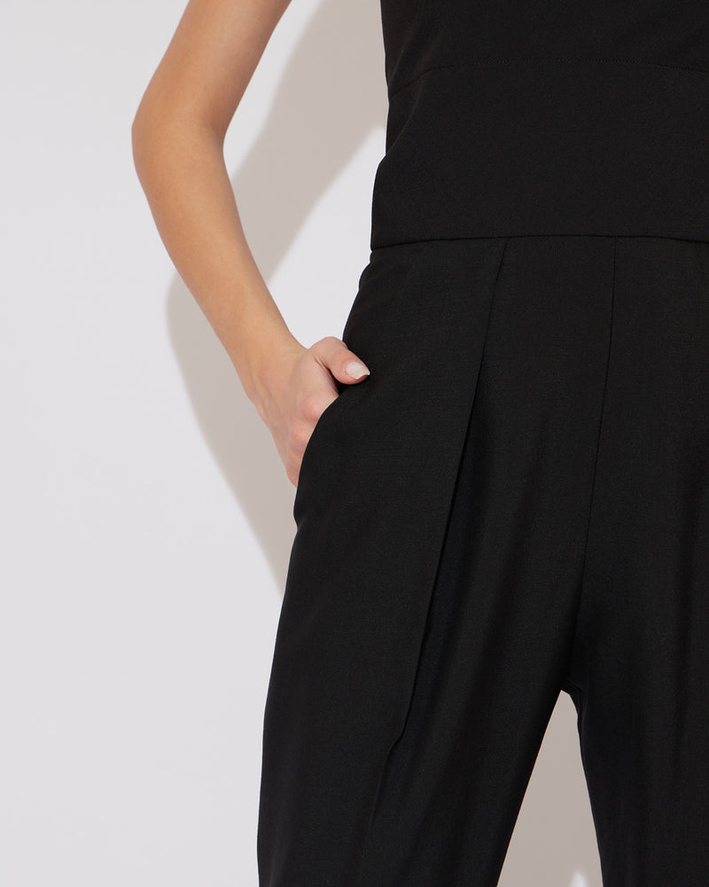 Strapless Tuxedo Jumpsuit in black