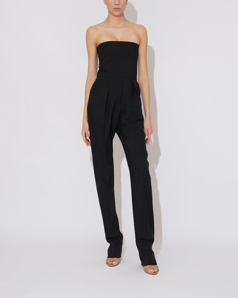 Strapless Tuxedo Jumpsuit in black