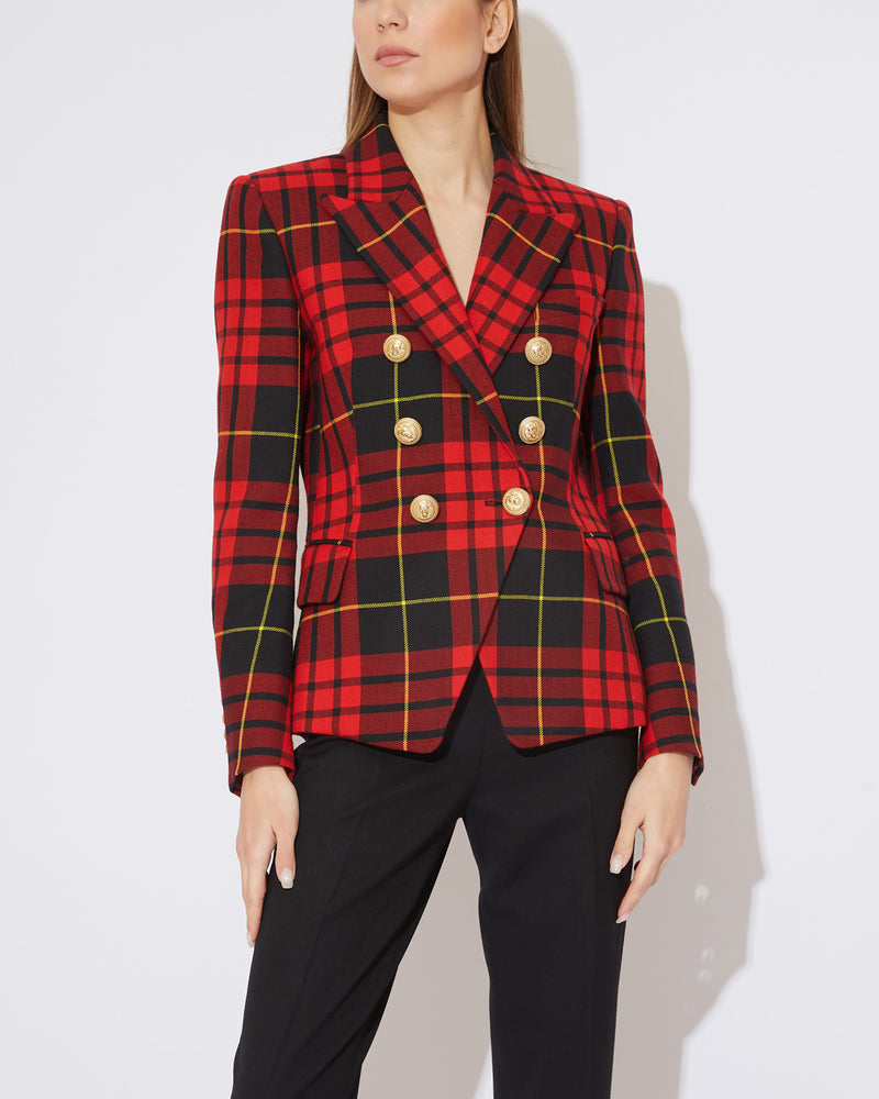 Red Black Tartan DOUBLE-BREASTED Blazer – THE MODAOLOGY