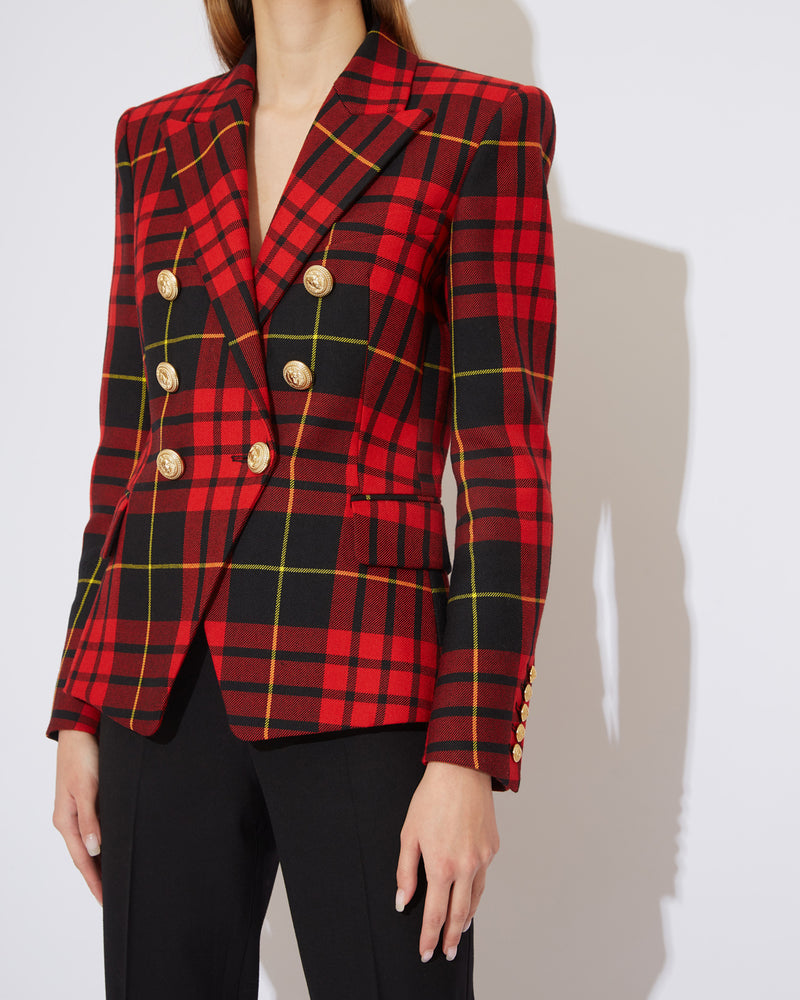 Red & Black Tartan DOUBLE-BREASTED Blazer