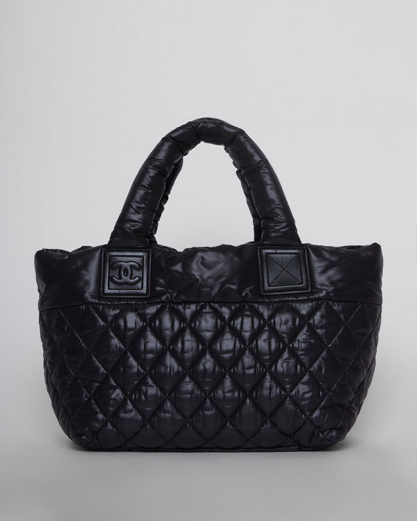 BLACK COCO COCOON QUILTED PUFFER HANDBAG