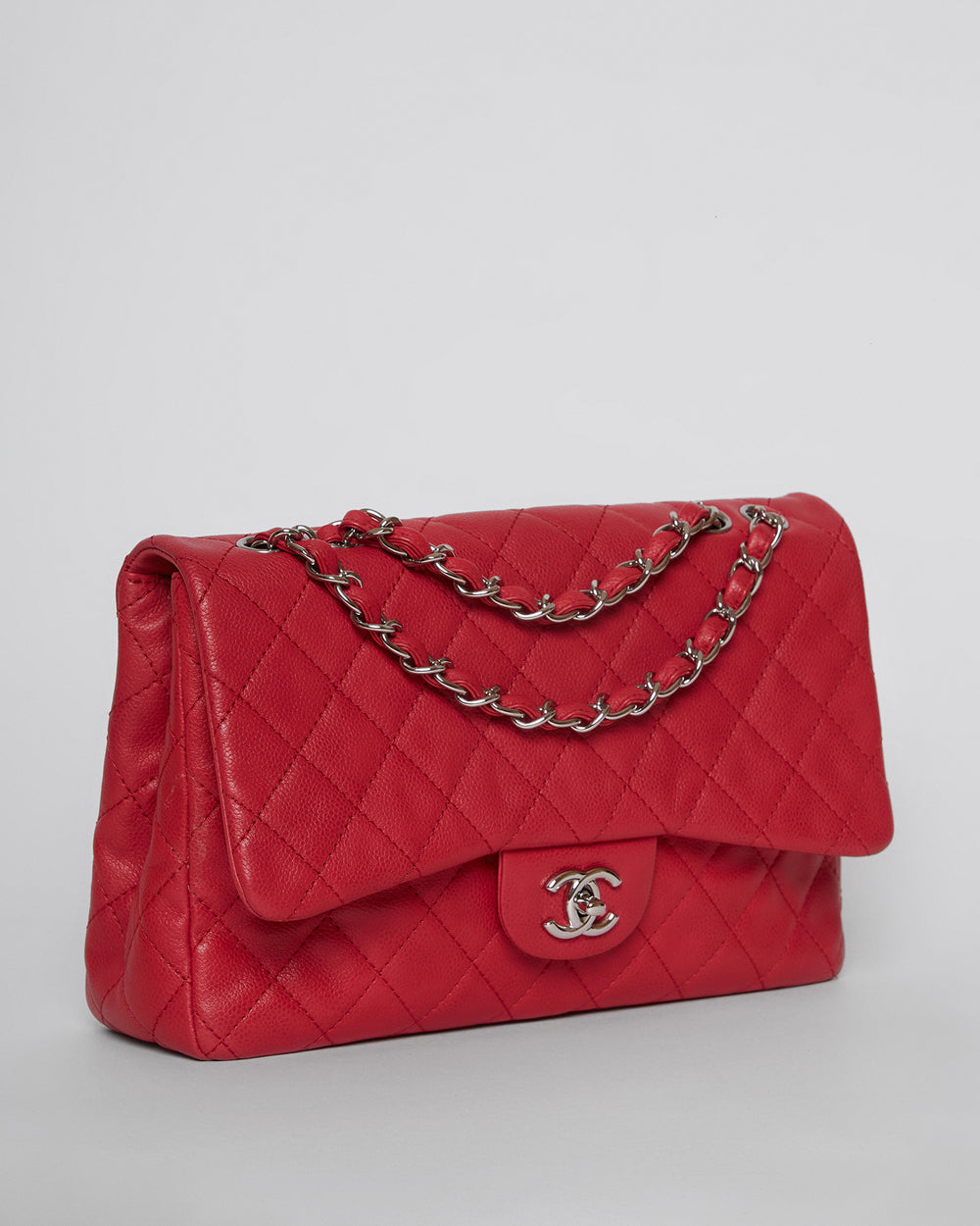 Caviar Leather Jumbo Classic Bag in 11C Chanel Red Lipstick Color THE MODAOLOGY
