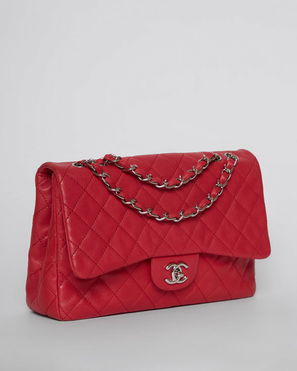 Caviar Leather Jumbo Classic Bag in 11C Chanel Red Lipstick Color