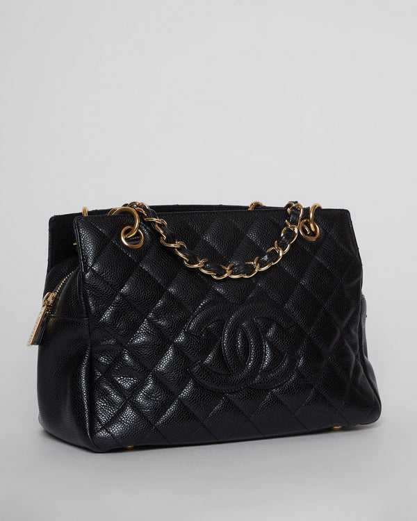 Petite Timeless Quilted Caviar Leather Bag in black