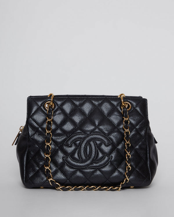 Petite Timeless Quilted Caviar Leather Bag in black