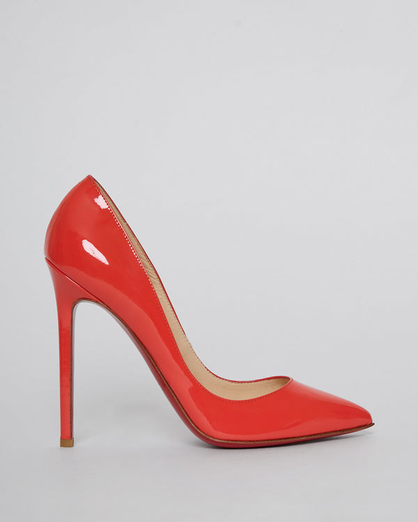 So Kate coral red patent leather heels
