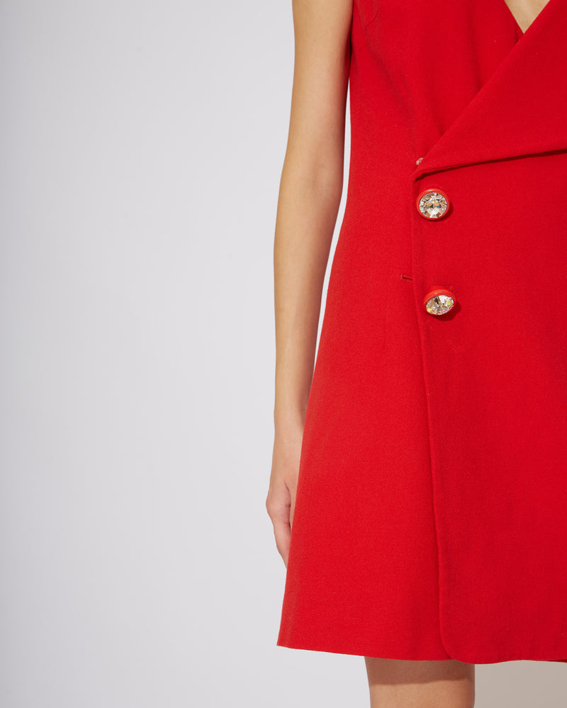 Swarovski Crystal-Embellished Wool-Crepe Mini Dress in red