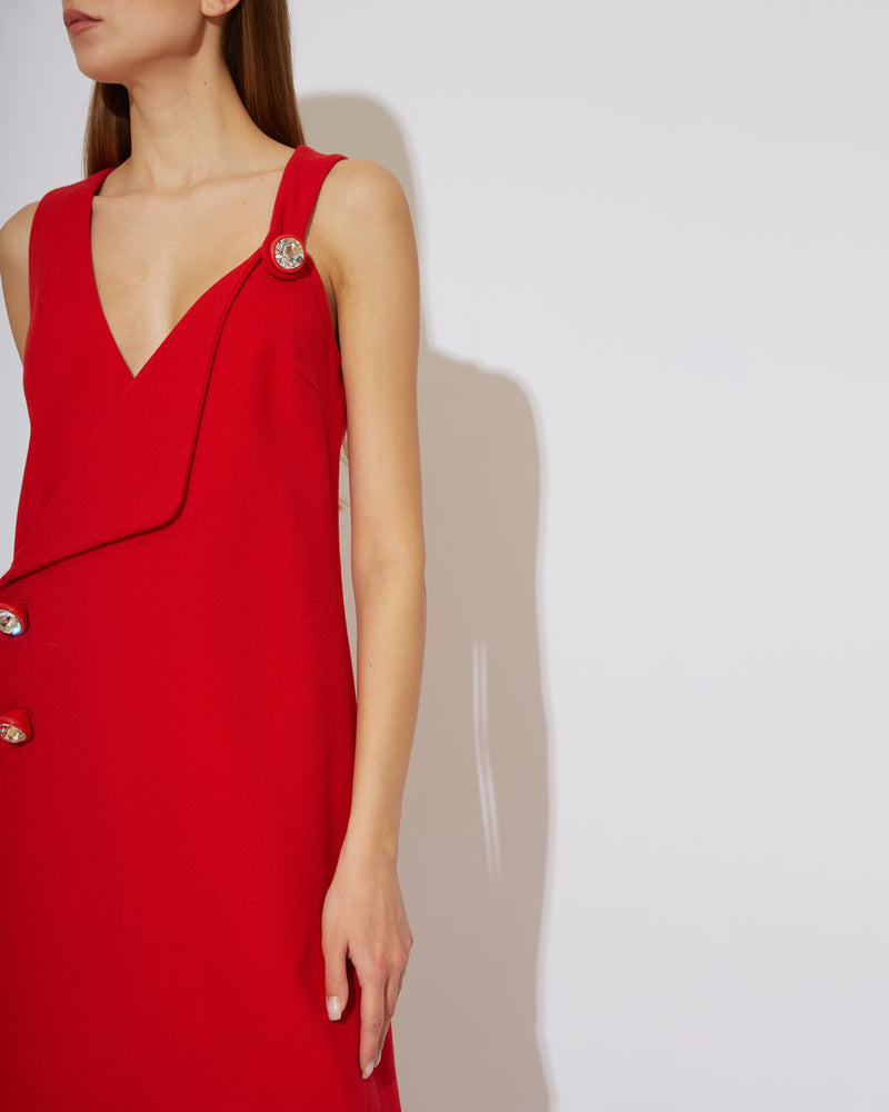 Swarovski Crystal-Embellished Wool-Crepe Mini Dress in red