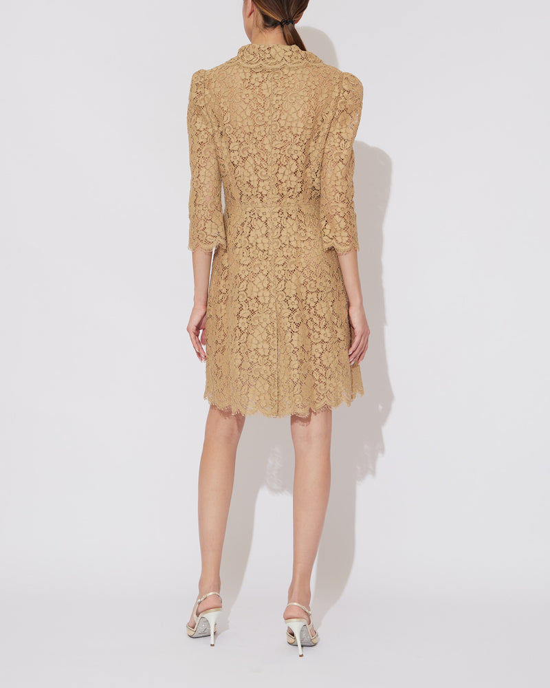 Cordonetto Lace Midi Light Beige Dress