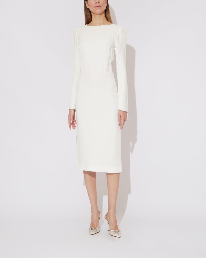 White Midi Dress with rhinestones lining