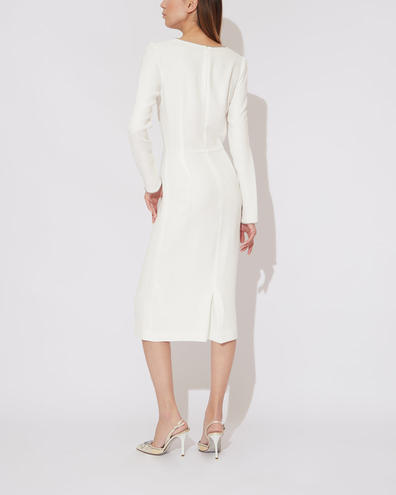 White Midi Dress with rhinestones lining