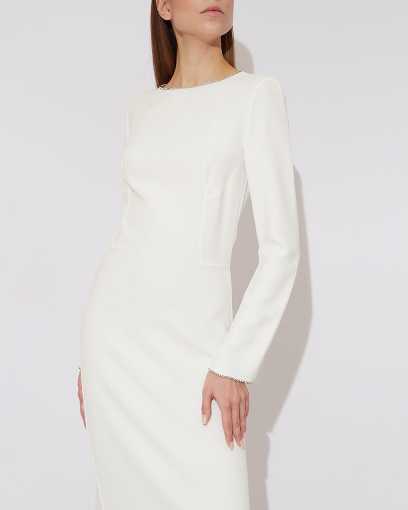 White Midi Dress with rhinestones lining