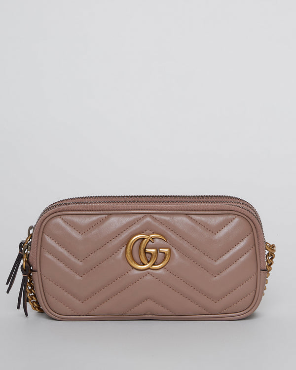 GG Marmont Mini Chain Bag in Dusty Pink