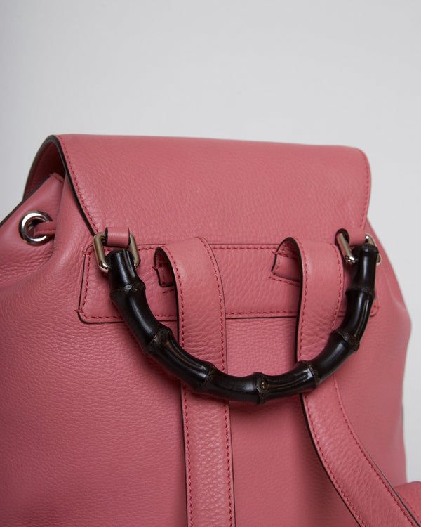 Bamboo Leather Backpack in Coral Pink