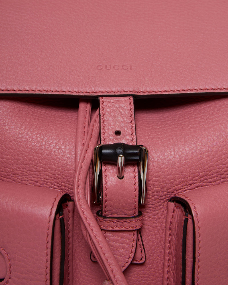Bamboo Leather Backpack in Coral Pink