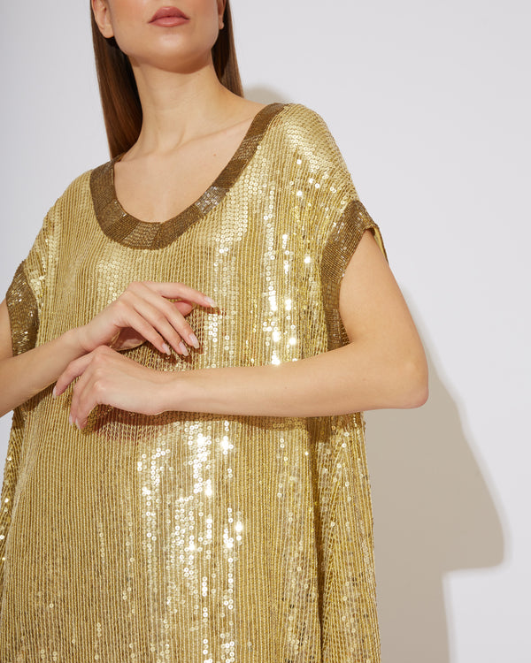 Gold Sequins Mini Dress