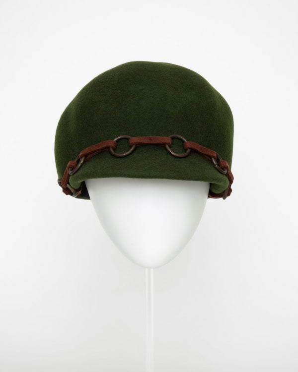 60s Style Felt Cloche Hat in Green
