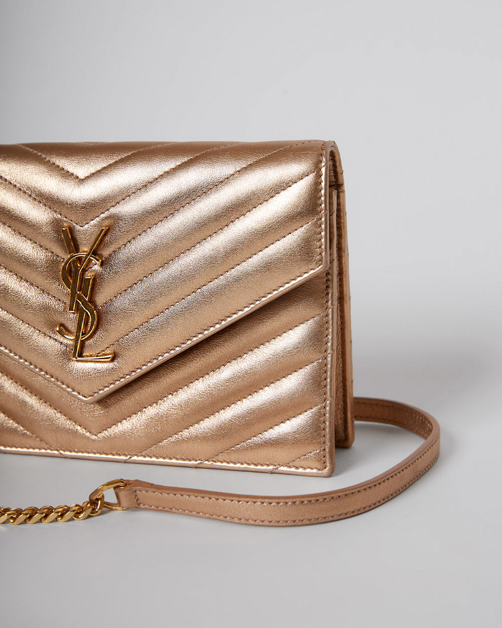 YSL Small Monogram Matelasse Metallic Leather Shoulder Bag THE MODAOLOGY