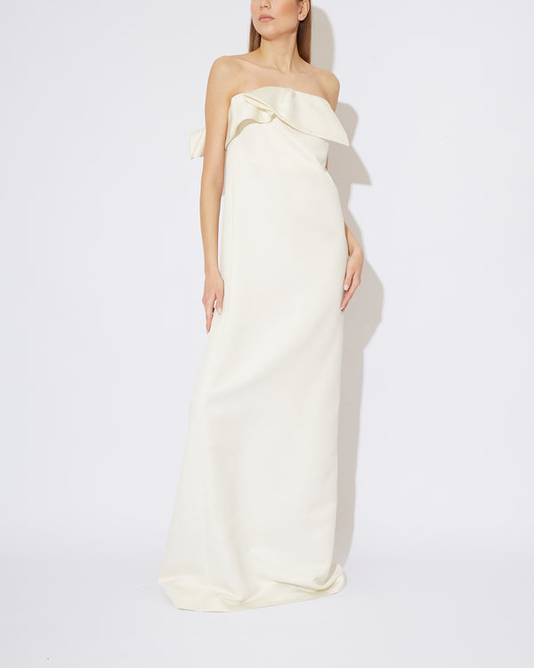 Light Ivory Strapless Evening Gown